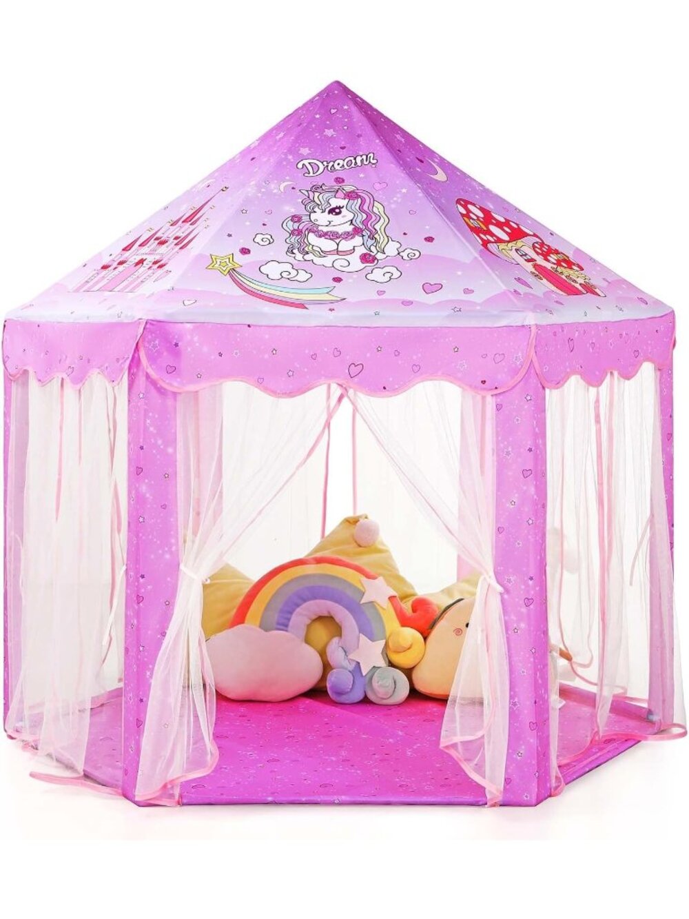 Kids Unicorn Play Tent with Star Light Toy Indoor and Outdoor Games 55'' x 53''